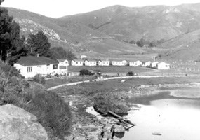 Muir Beach in the 1950s with summer cabins and the Old Tavern