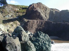 A mixture of coastal rocks at Baker Beach