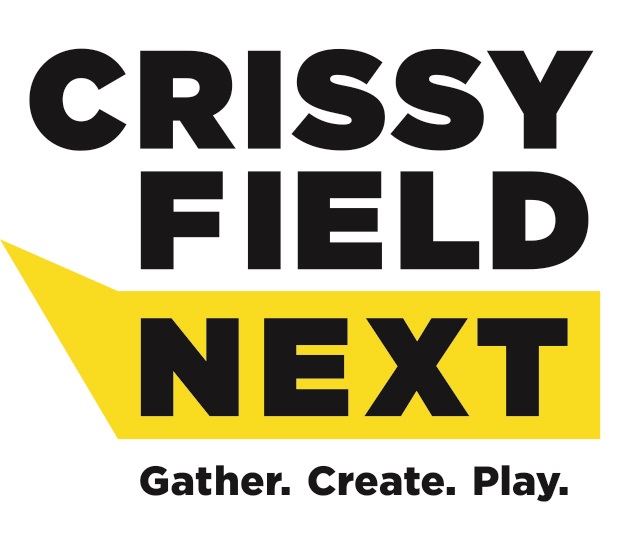 Logo: "Crissy Field Next Gather. Create. Play."
