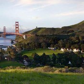 color image of Fort Baker with Golden Gate Bridge in background color image of Fort Baker with Golden Gate Bridge in background