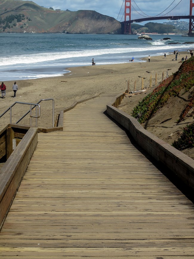 Permanent boardwalk access to Baker Beach.