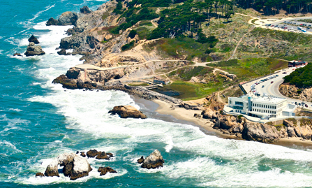 Aerial View of Lands End, Cliff House & Sutro Baths ruins Aerial View of Lands End, Cliff House & Sutro Baths ruins