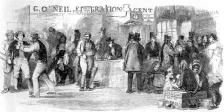 Irish folk at an emigration depot in Ireland in 1856.