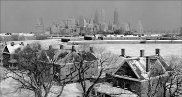 Fort Jay and the New York skyline from the top of Liggett Hall donated by a participant in the Oral History Program, January 1954.