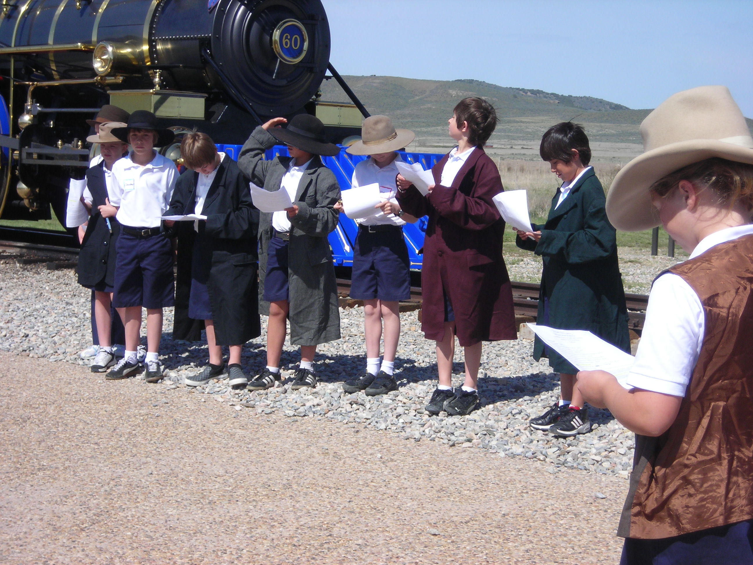 School Group Performing a Reenactment