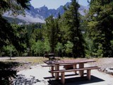 Picnic table in Wheeler Peak Campground