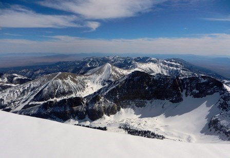 Mountain peaks in snow, from the Wheeler Peak summit