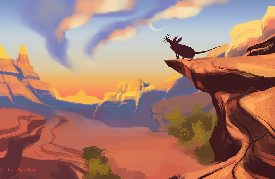 a mouse on the edge of a cliff howling at the canyon a mouse on the edge of a cliff howling at the canyon