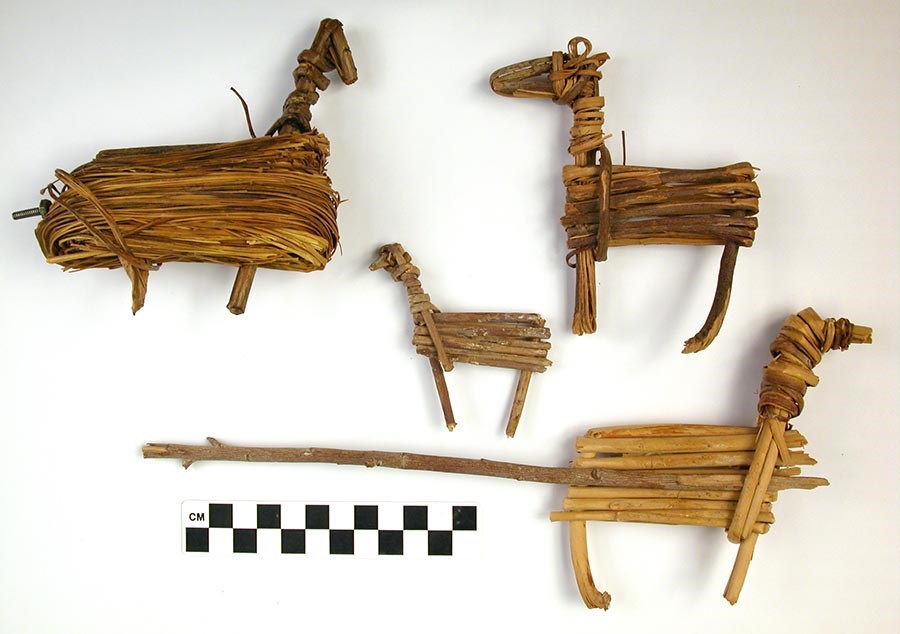 Series of four twine figures in deer-like shapes