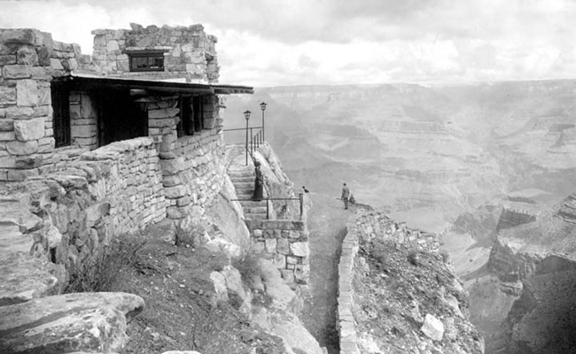 A black and white photo of the Lookout Studio.