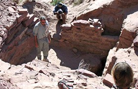 Archeologists working at site by the Colorado River.