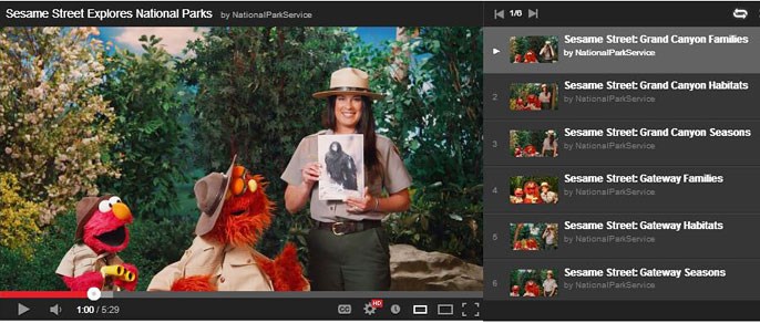 Sesame Street Video Playlist on the NPS YouTube Channel