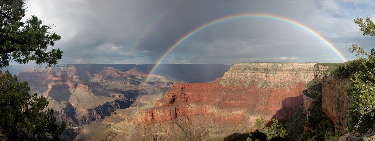 A rainbow over the Grand Canyon viewed from Pima Point.