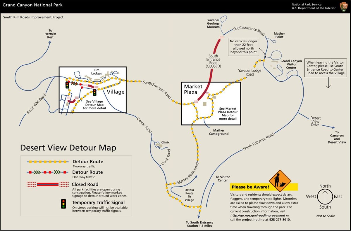 Overview map of South Rim Roads Improvement Project