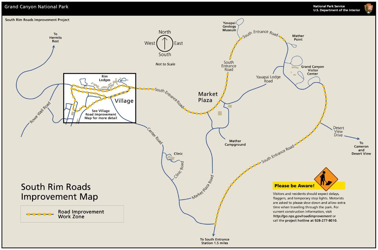 South Rim Roads Improvement Construction Zones Map