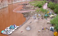 River camp below the high water line.