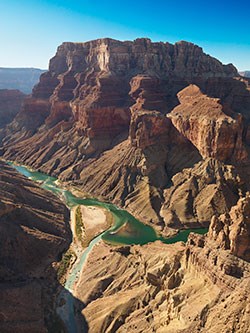 Aerial view of the confluence of Colorado River and Little Colorado River looking west