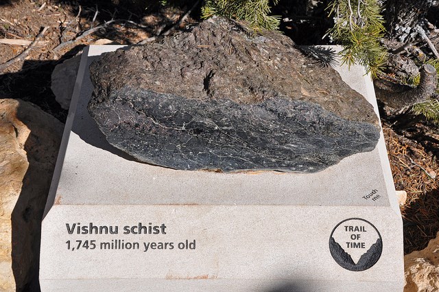 Vishnu schist as displayed on the Trail of Time.