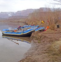 Boats at the Lee's Ferry Private Boaters Camp.