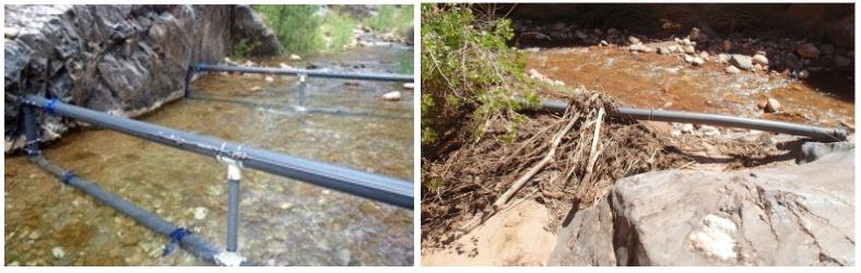 Shinumu Creek before and after flooding activity