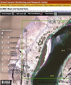 sample campsite map shows projected high flow water level.