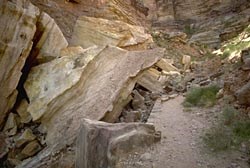 Fallen rock beside a Grand Canyon trail. Fallen rock beside a Grand Canyon trail.