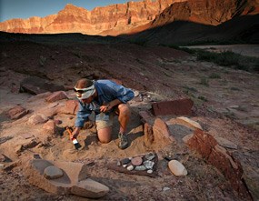 Archeologist at work at Furnace Flats.