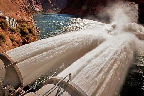 Glen Canyon Dam bypass tubes during 2008 HFE.