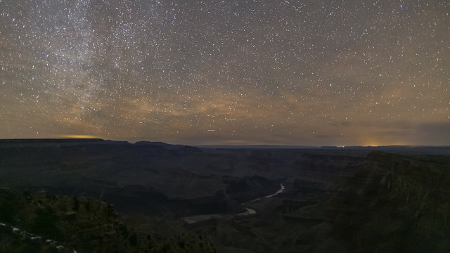 Milky Way stretches over Grand Canyon