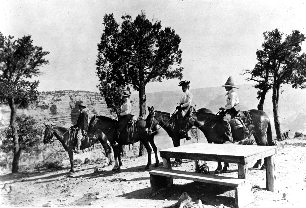 Mule party about to start down Bright Angel Trail