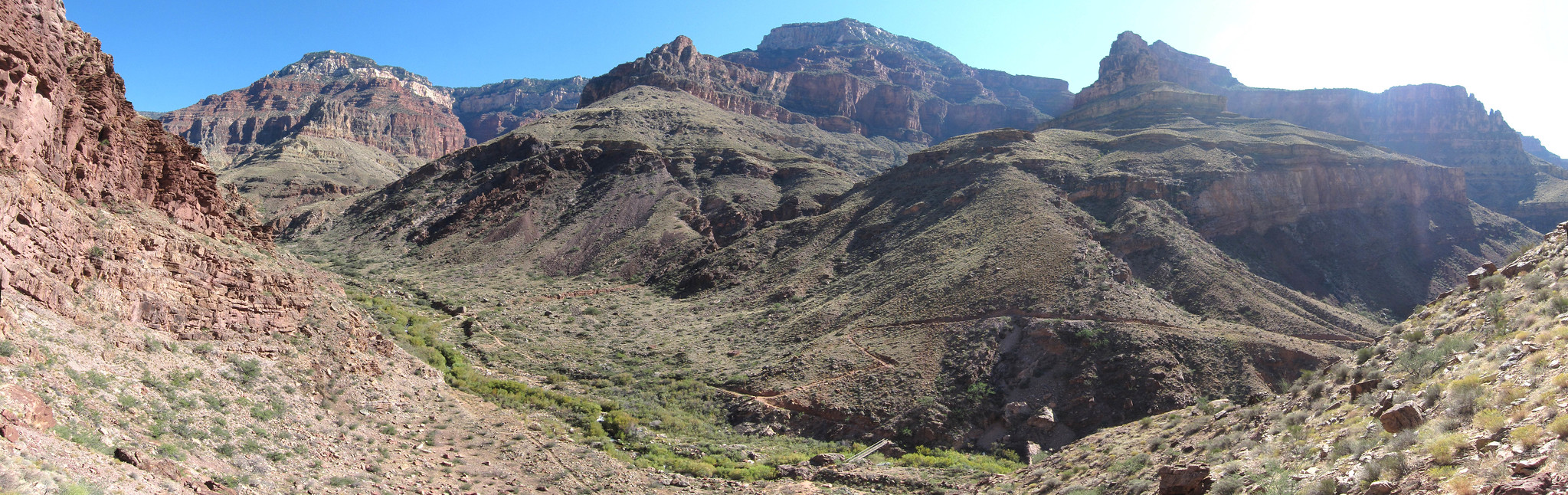The North Kaibab Trail descends through a narrow part of the canyon known as the box