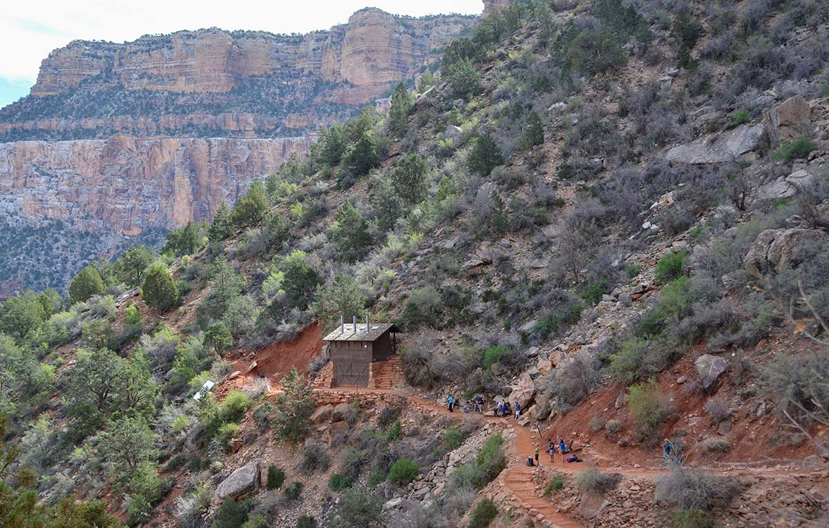 The Mile-and-a-Half composting toilet nestled in the steep walls of the canyon