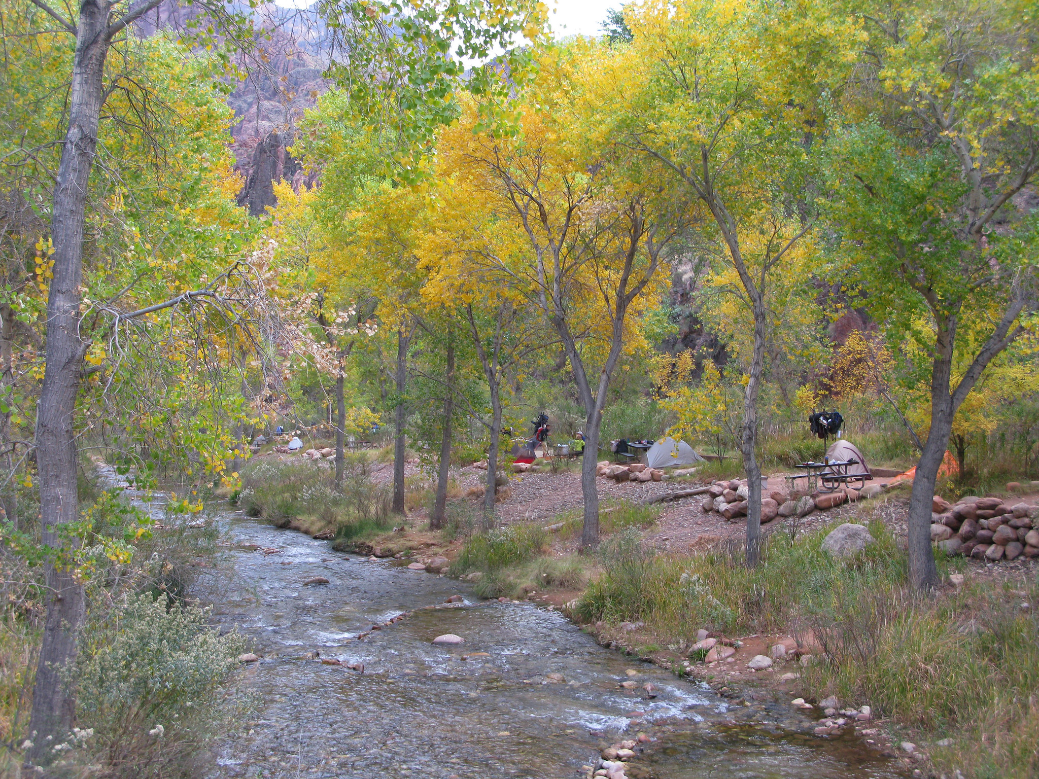 tents along a riverbank