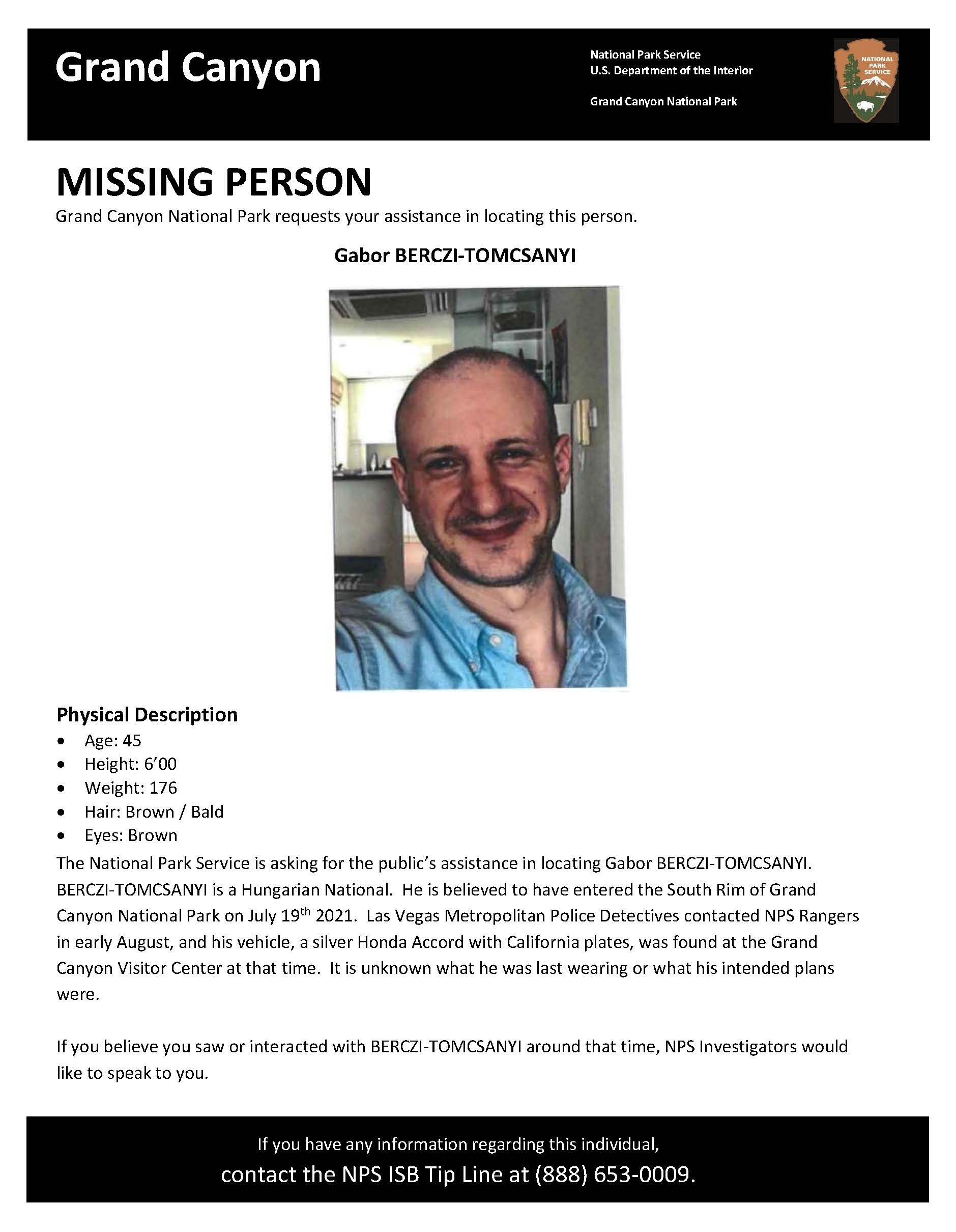 BERCZI-TOMCSANYI Missing Person Flyer Missing Person Flyer describing Berczi-Tomcsanyi