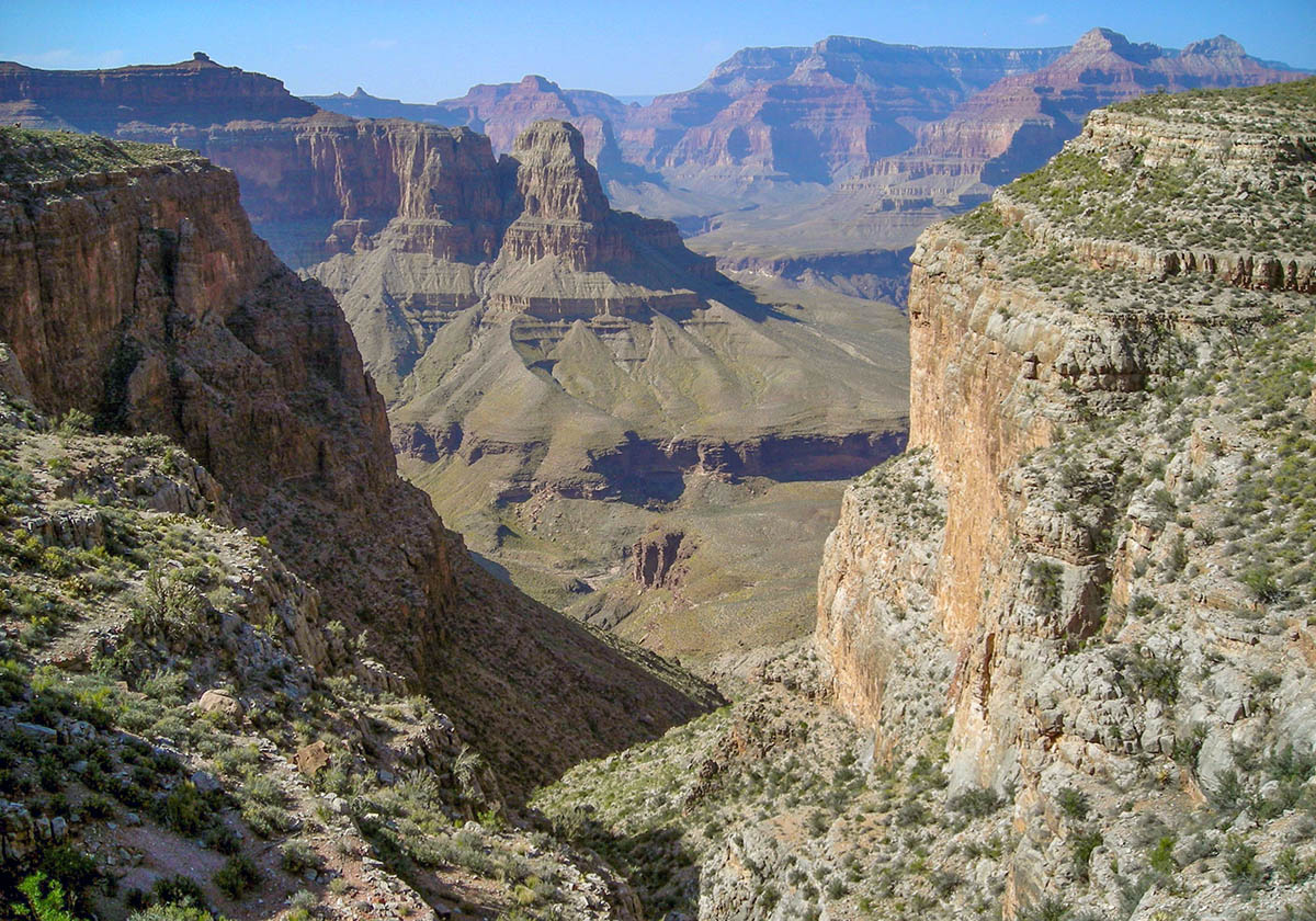 The Boucher Trail and a vast canyon landscape in the background
