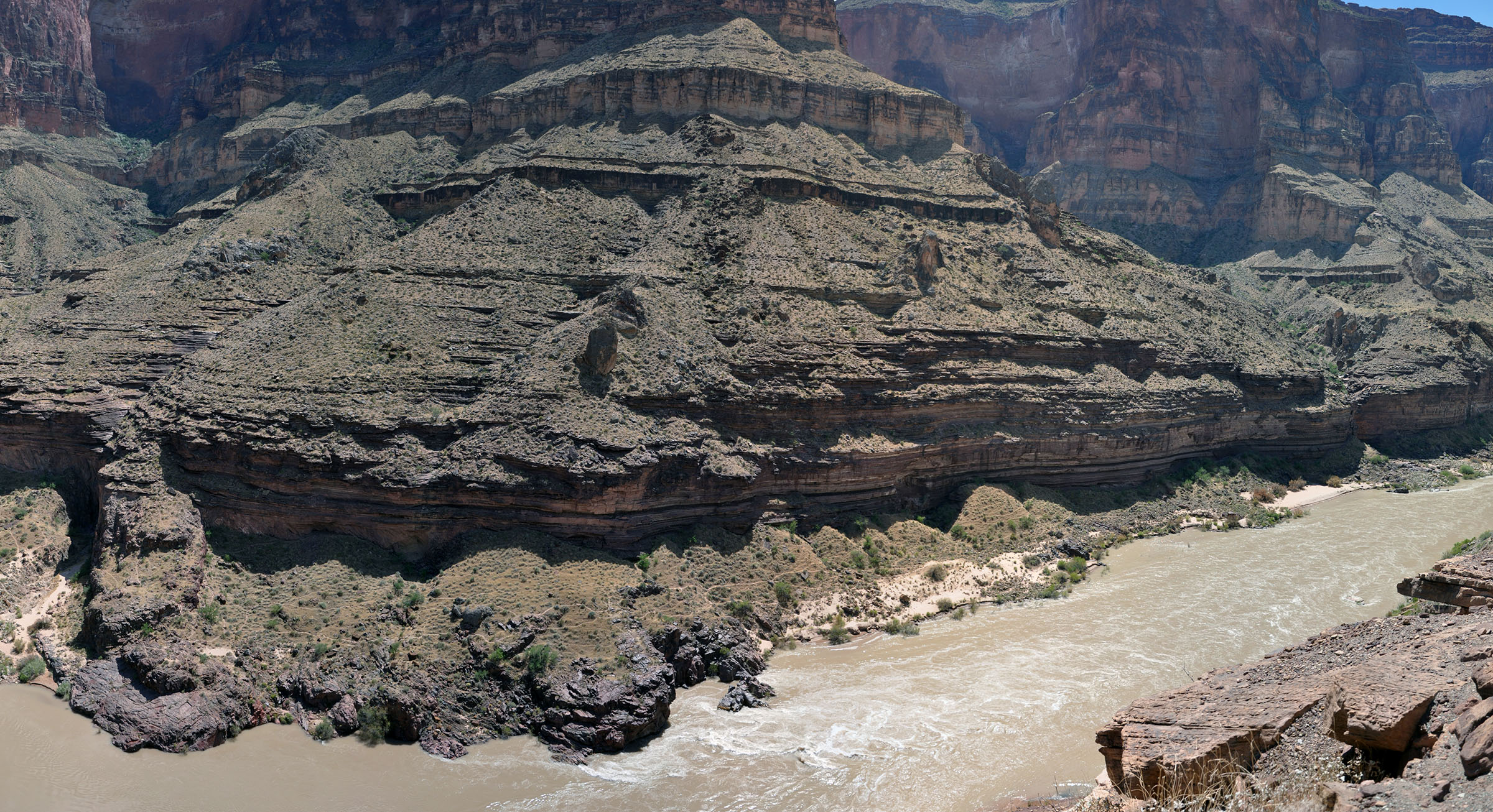 Near Poncho's Kitchen The Colorado River cuts through steep canyon walls