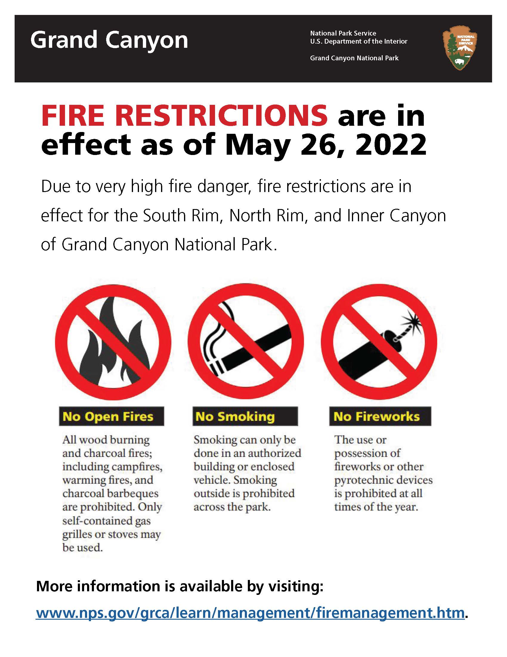 Fire Restrictions-5-2022 A flyer stating the prohibitions during Stage 2 fire restrictions