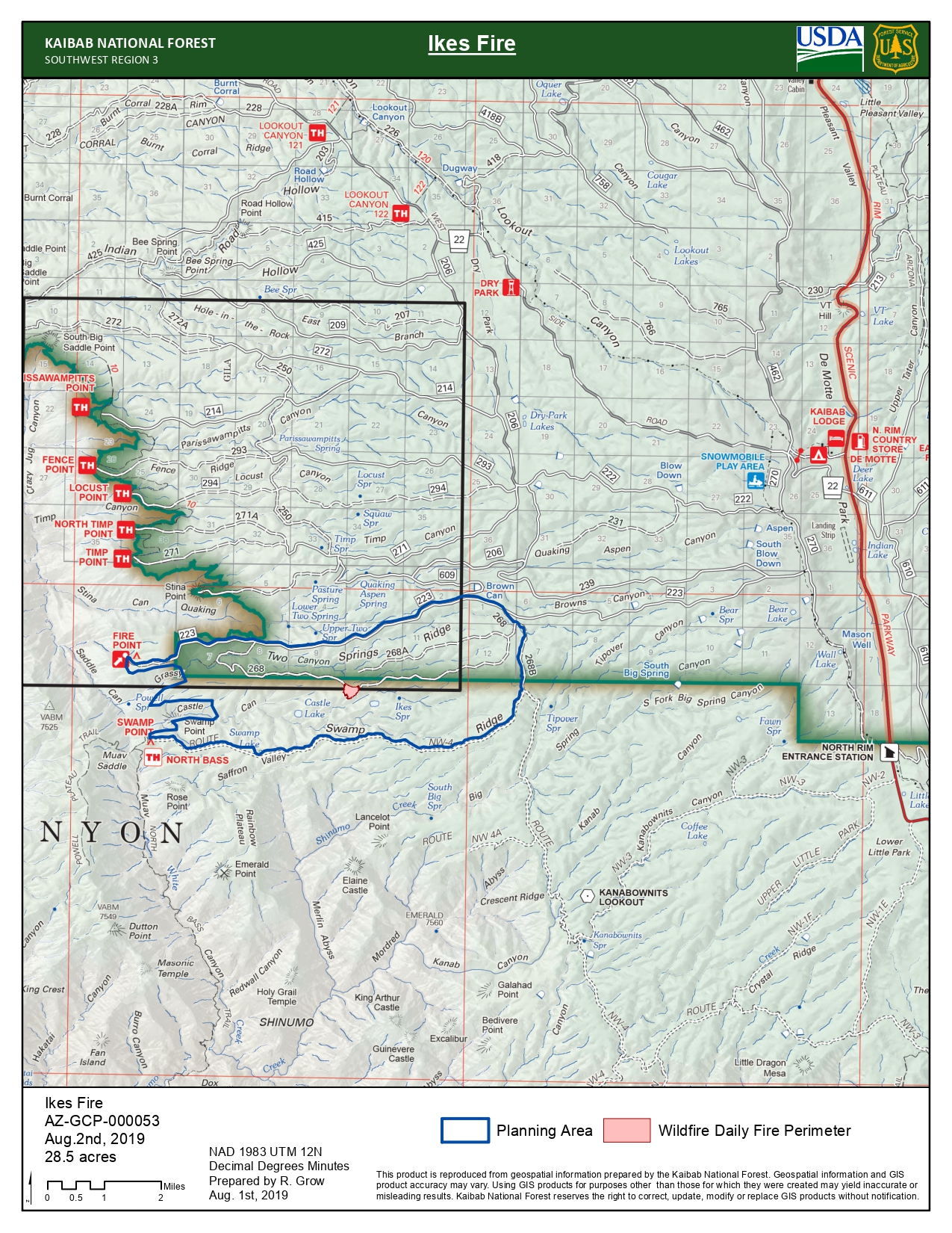 Ikes Fire Perimeter Map Current Aug.2 2019 A map shows the Ikes fire perimeter in red