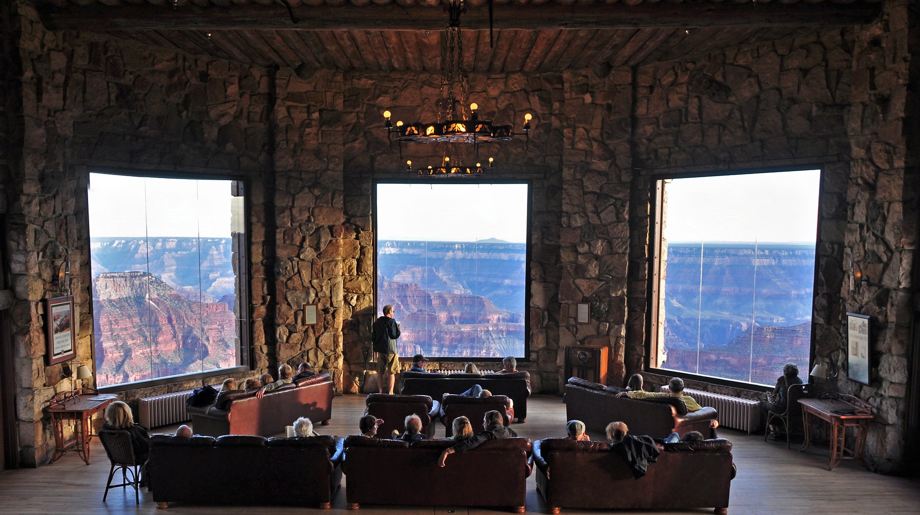 North Rim Lodge sitting area Guests of the North Rim Lodge