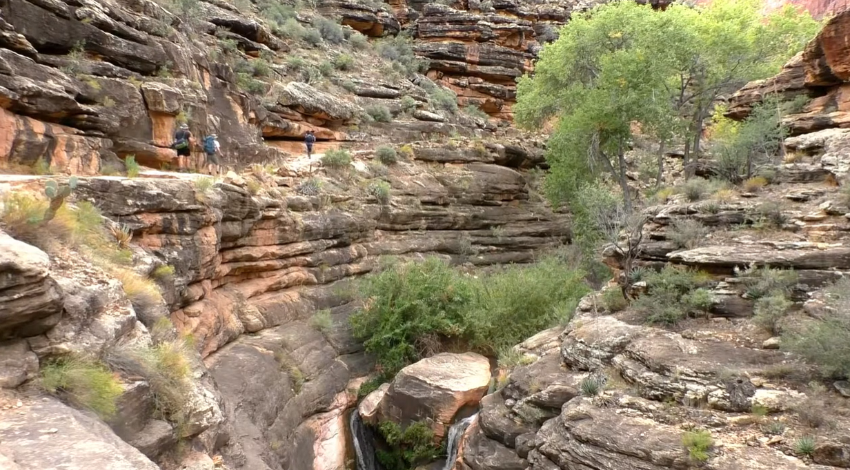 A creek descending through a steep canyon