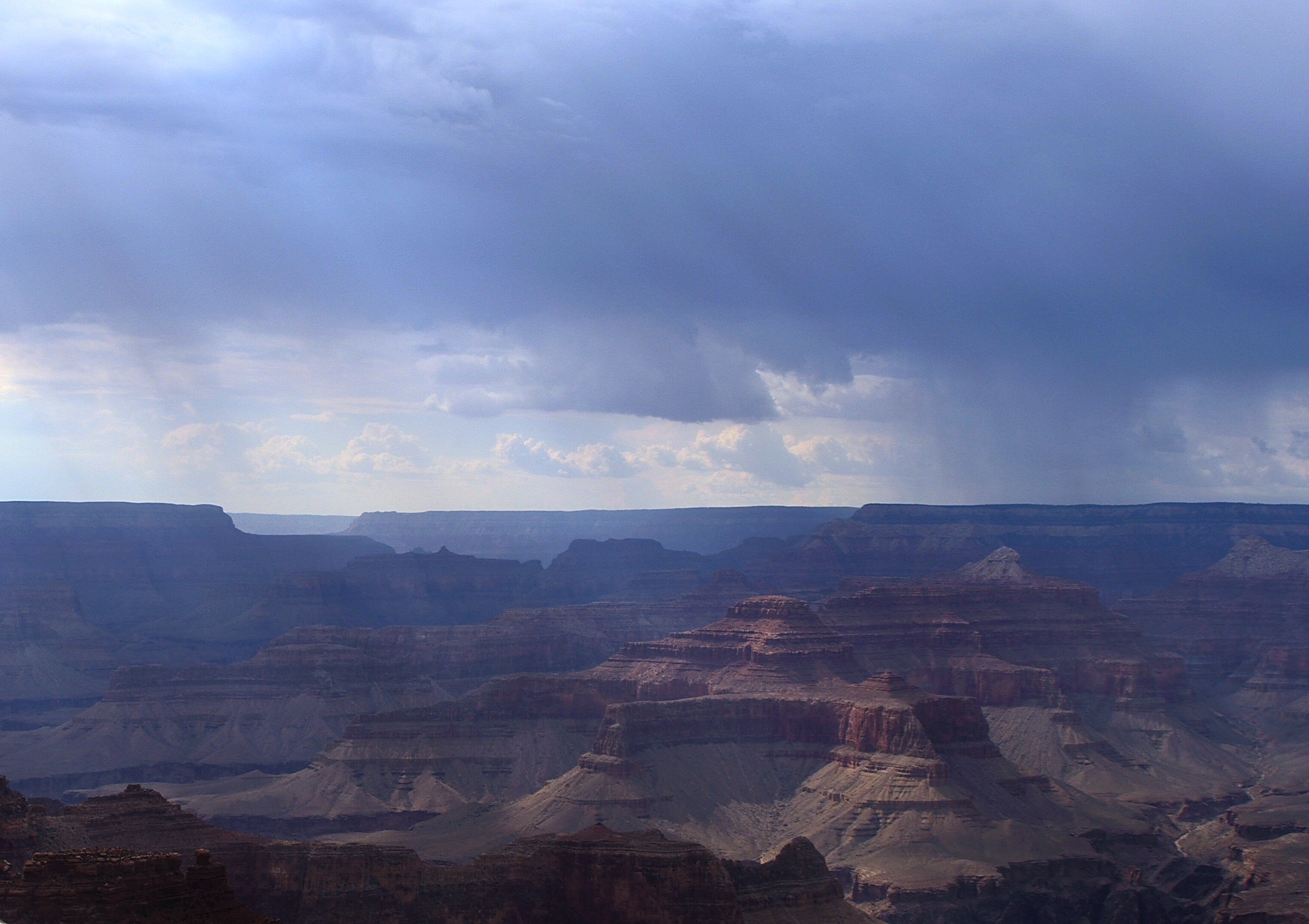 Webcam image showing monsoon thunderstorms over the inner canyon