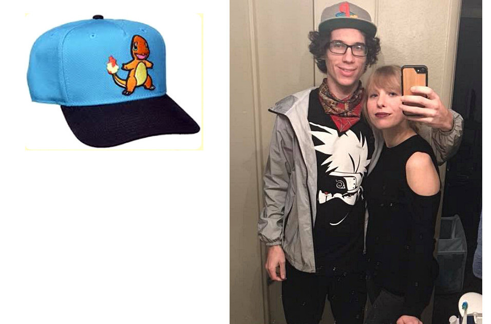 Images of Jessica Bartz and Garret Bonkowski, and ball cap of the type Bonkowski was wearing A couple in their twenties are standing together and taking a selfie in a mirror