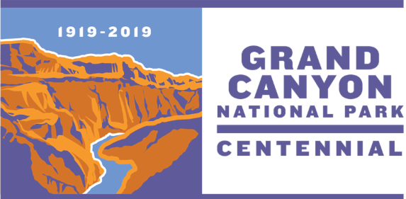 Centennial Logo shows orange and brown cliffs with blue accents a blue river. Text: 1919-2019