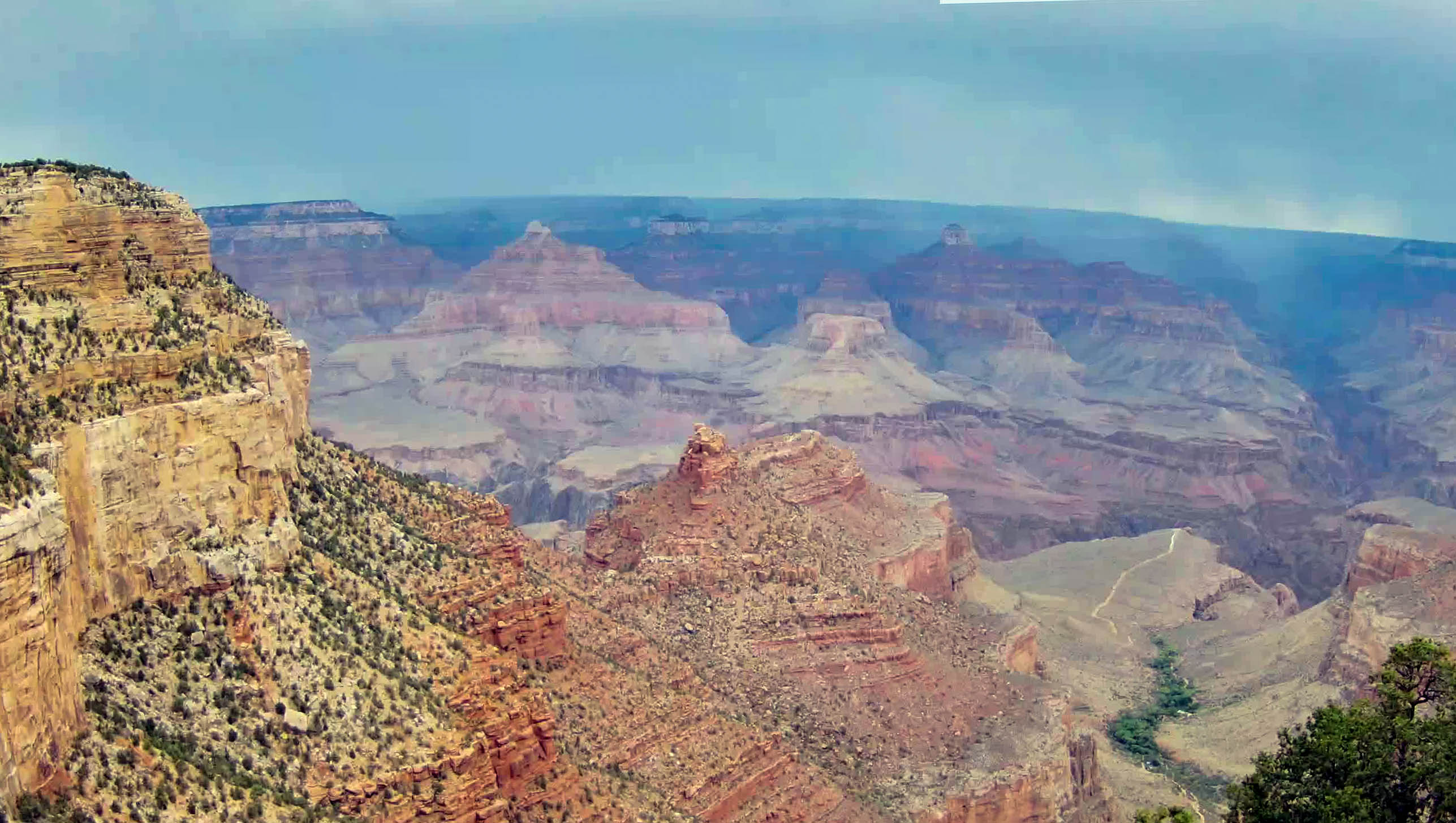 9-3-2025 Kolb Studio Webcam A cloudy overcast morning showing a canyon landscape