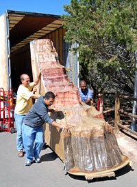 Delivery of a new geological column to Yavapai Observation Station.