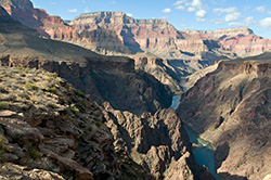 From mouth of Salt Creek on the Tonto Trail, looking downriver.