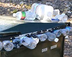 water bottles filling container