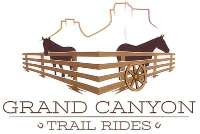 Graphic shows two horses in a corral with canyon wall silhouette behind them