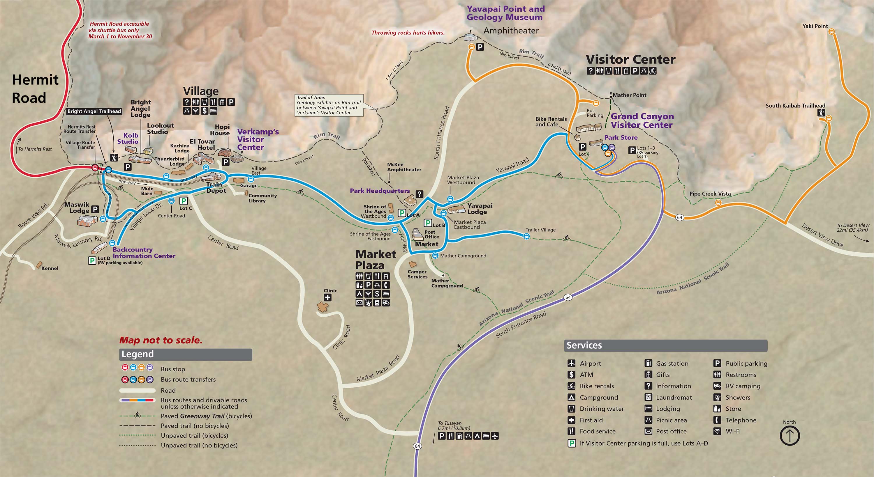 Grand Canyon Railway Route Map Village (Blue) Route Shuttle Bus - Grand Canyon National Park (U.s.  National Park Service)