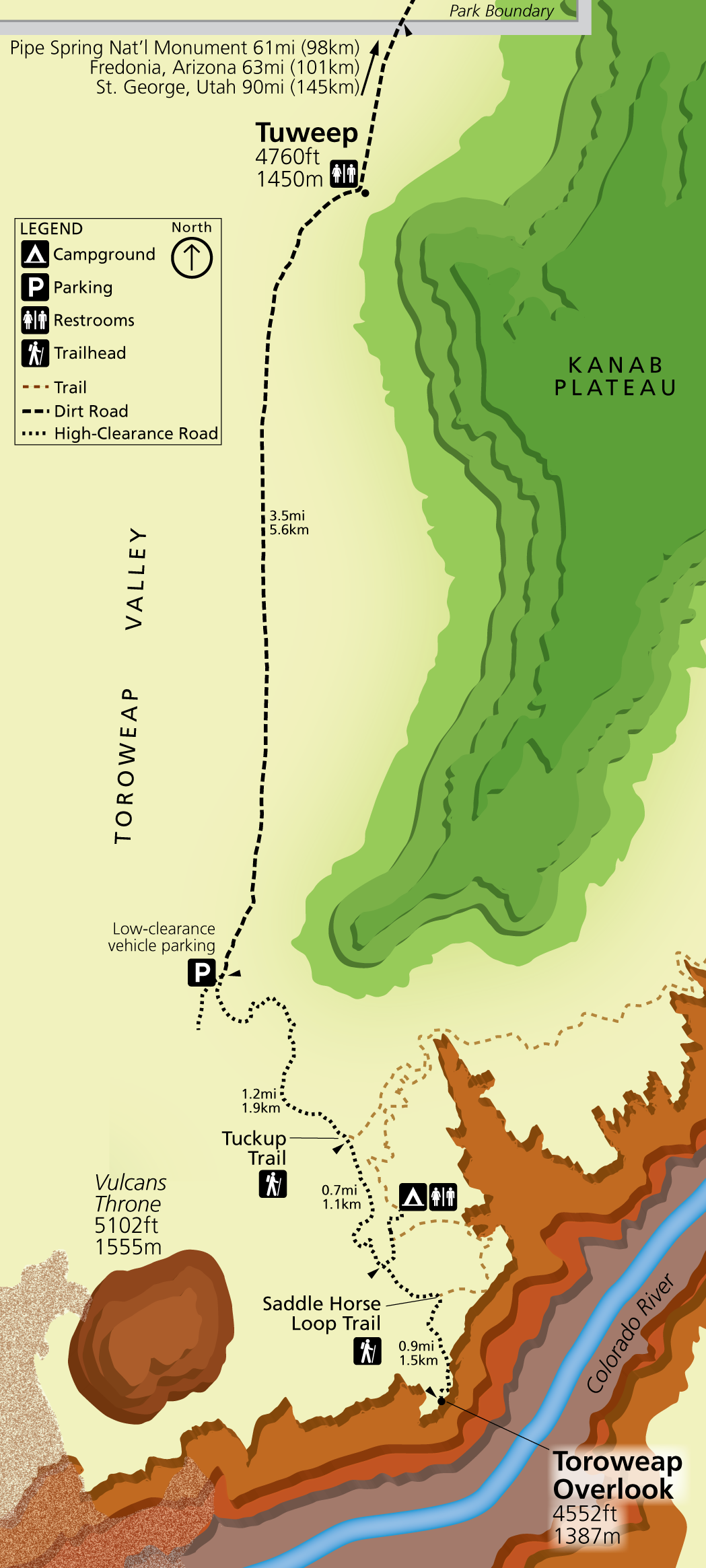 Color map of Tuweep, Grand Canyon National Park
